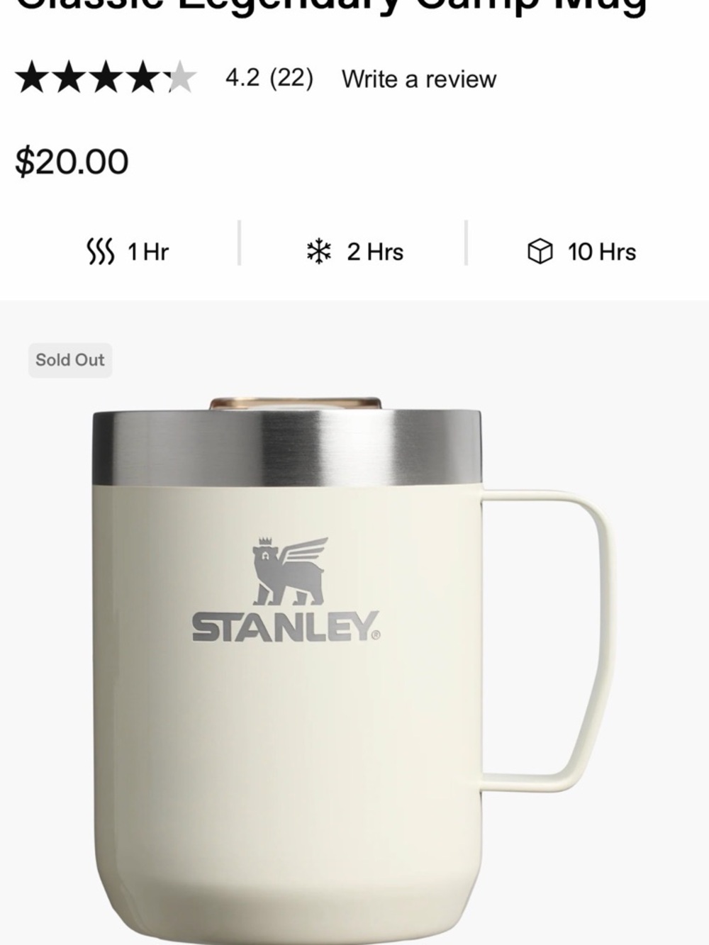Stanley Cream Camp Mug with Stainless Rim